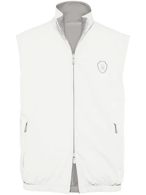 Brunello Cucinelli Bonded logo-embroidered reversible gilet