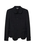 Black Comme Des Garçons scalloped-hem Peter Pan-collar jacket