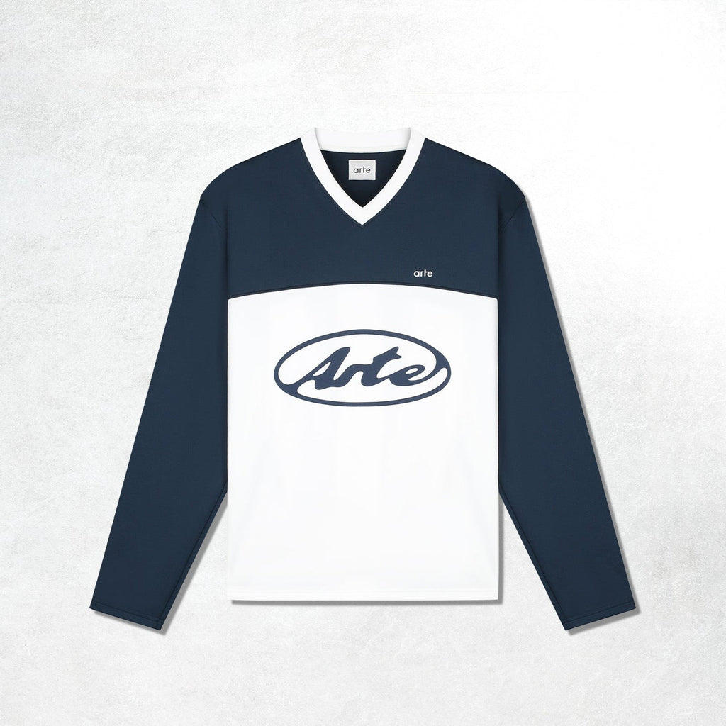 Arte Circle Logo Longsleeve: White / Navy
