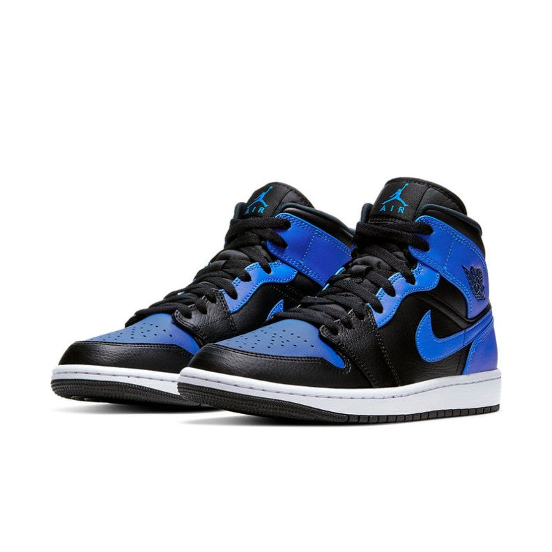 Air Jordan 1 Mid Hyper Royal Black Sneakers | 554724-077