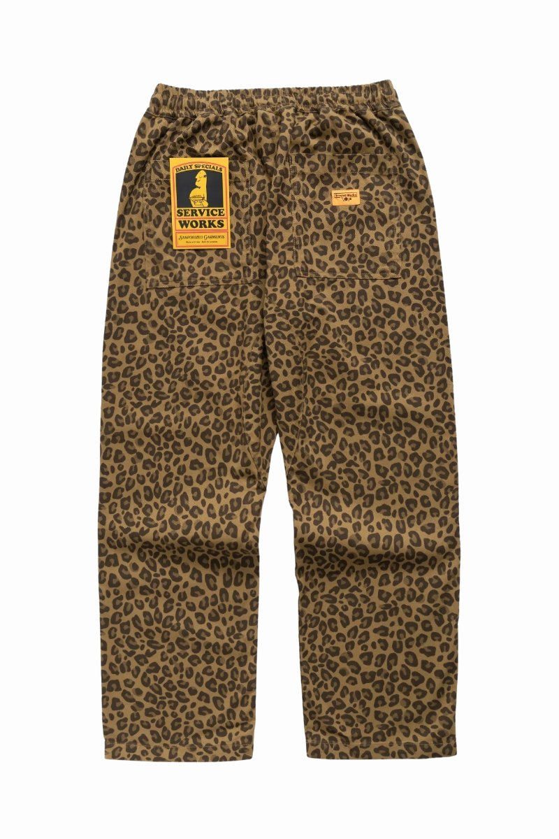 SERVICE WORKS PATTERNED EASY CHEF PANTS Brown Leopard