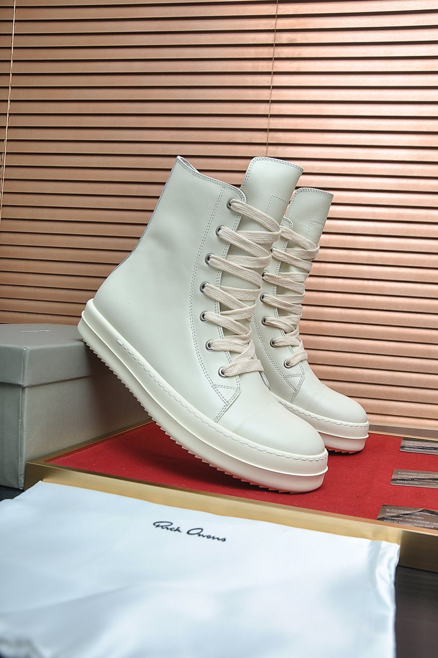 Rick Owens Off-White High-Top Sneakers