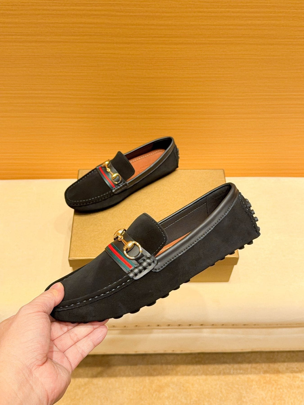 Men's Black Web Stripe Bit Loafers