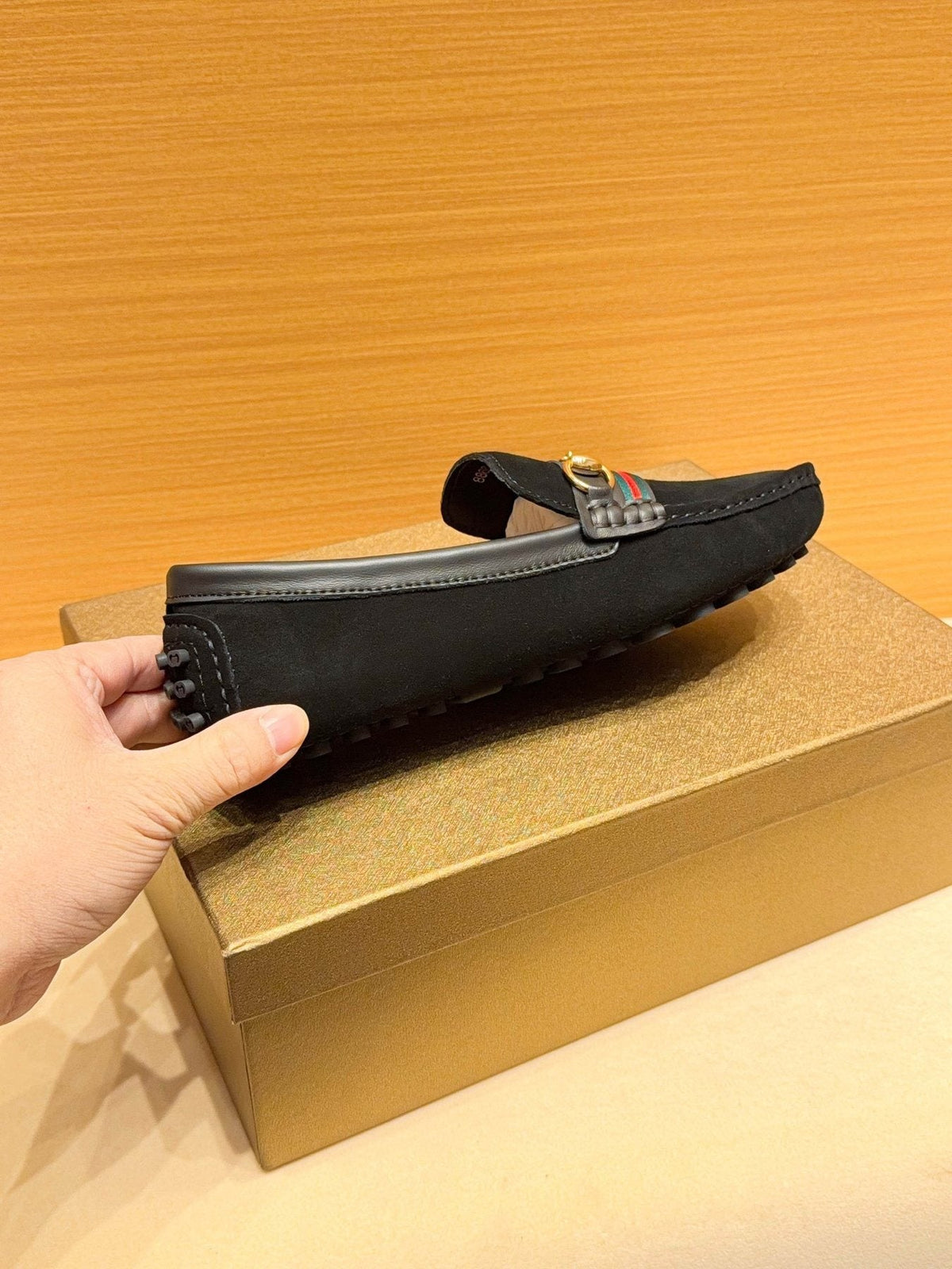 Men's Black Web Stripe Bit Loafers