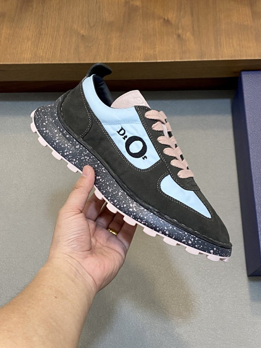 Dior Men's Black and Blue Panel Sneakers