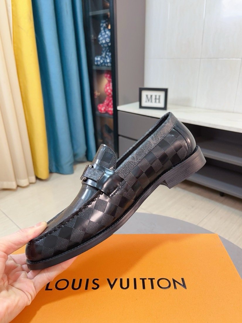 Louis Vuitton Checkerboard Buckle Loafers - Black and Dark Gray