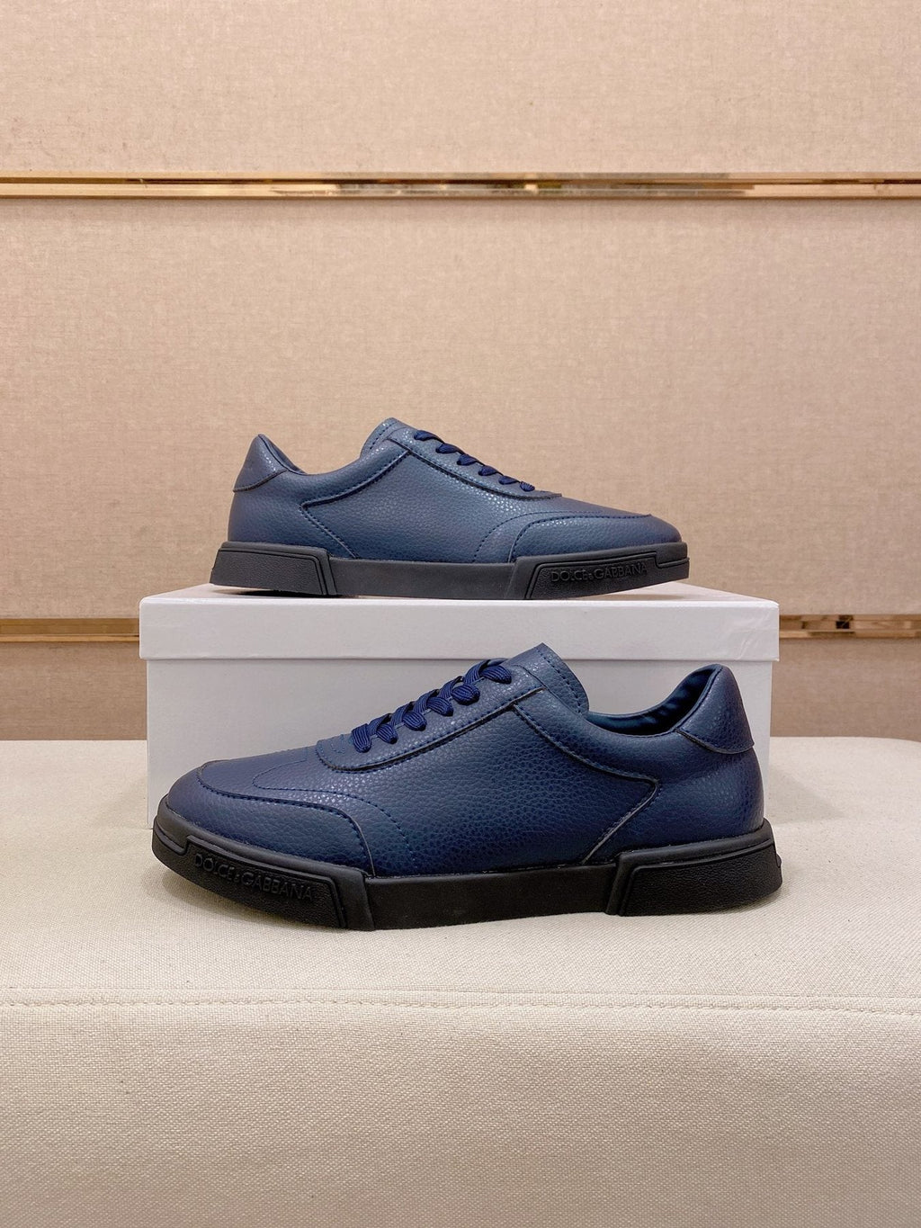 Dolce & Gabbana Navy Blue Low-Top Sneakers