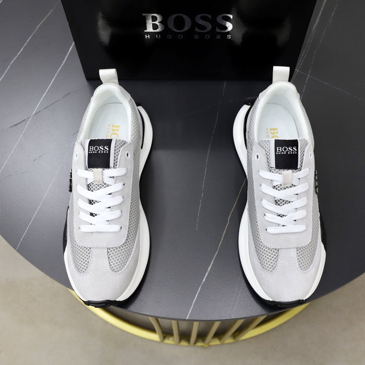 BOSS Men's Knit-Panel Low-Top Sneakers