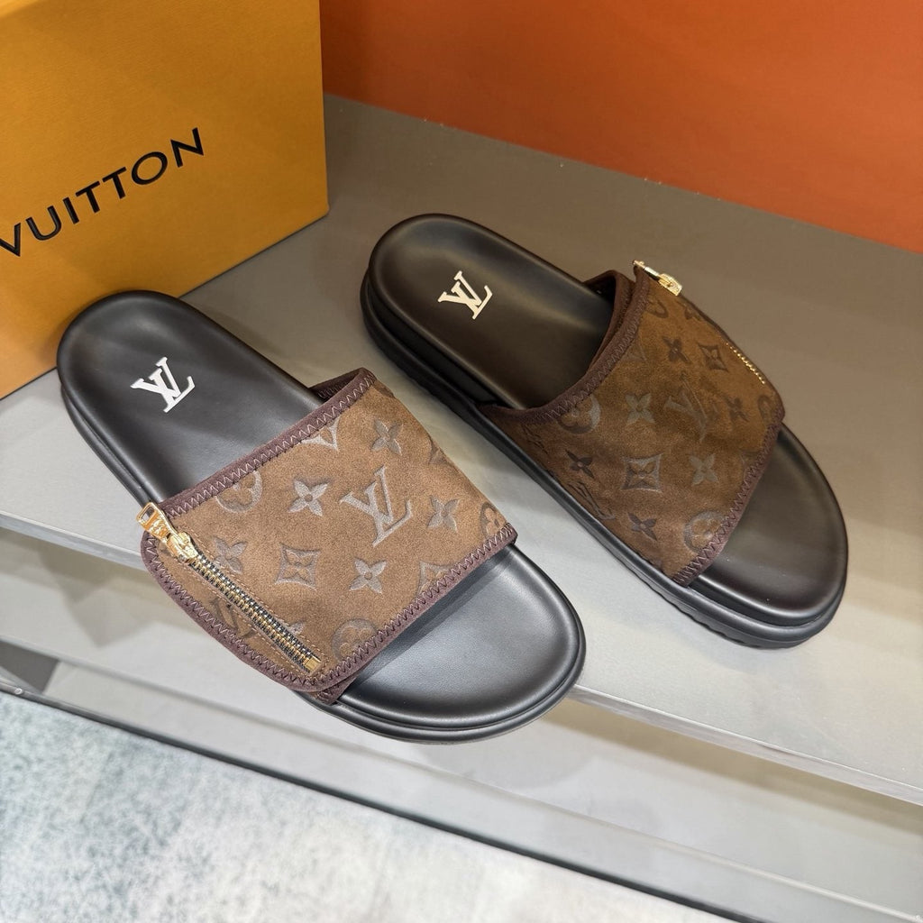 Louis Vuitton Monogram Zip Slide Sandals
